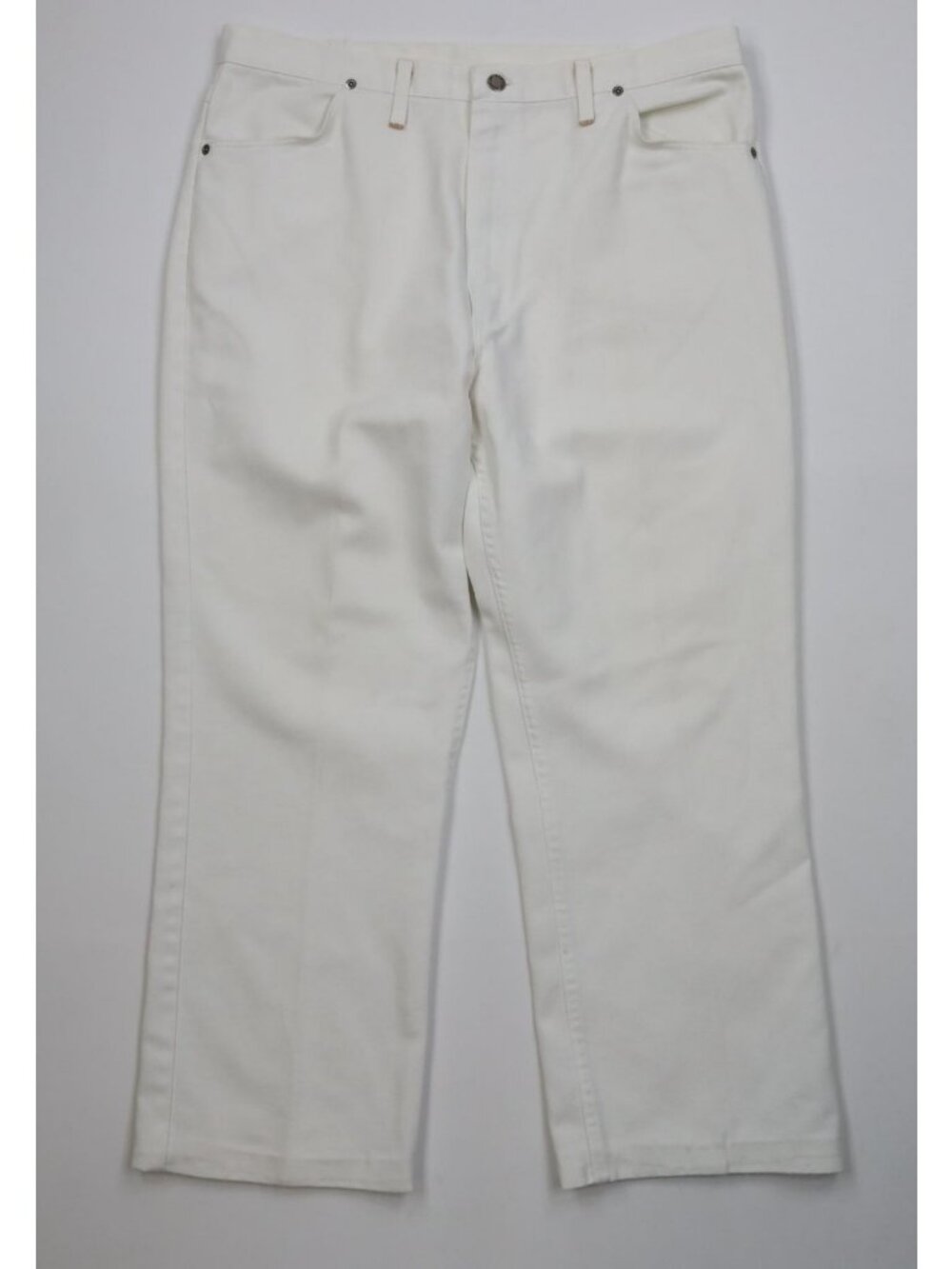 Vtg 70s Rustler Mens 38x28 Distressed Flared Wide Leg Western Jeans White USA